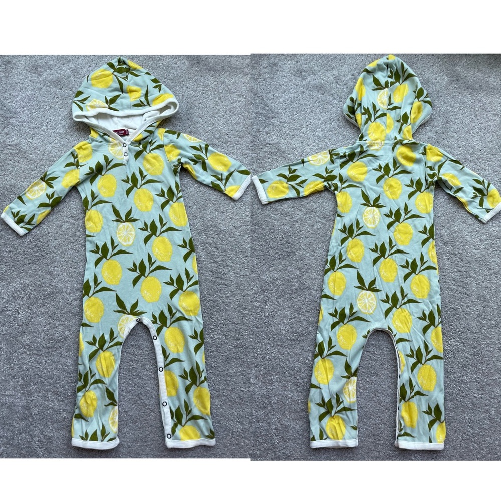 Milkbarn Lemon Organic Cotton Hooded Romper